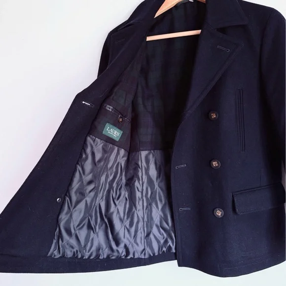 Ralph Lauren • Signature Wool Blend Twill Coat in Navy Blue - Picture 6 of 8